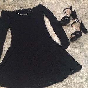 Black Lace Off the Shoulder Dress